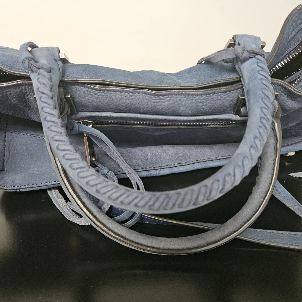 Rebecca Minkoff Blue Suede Satchel Bag - Picture 8 of 10
